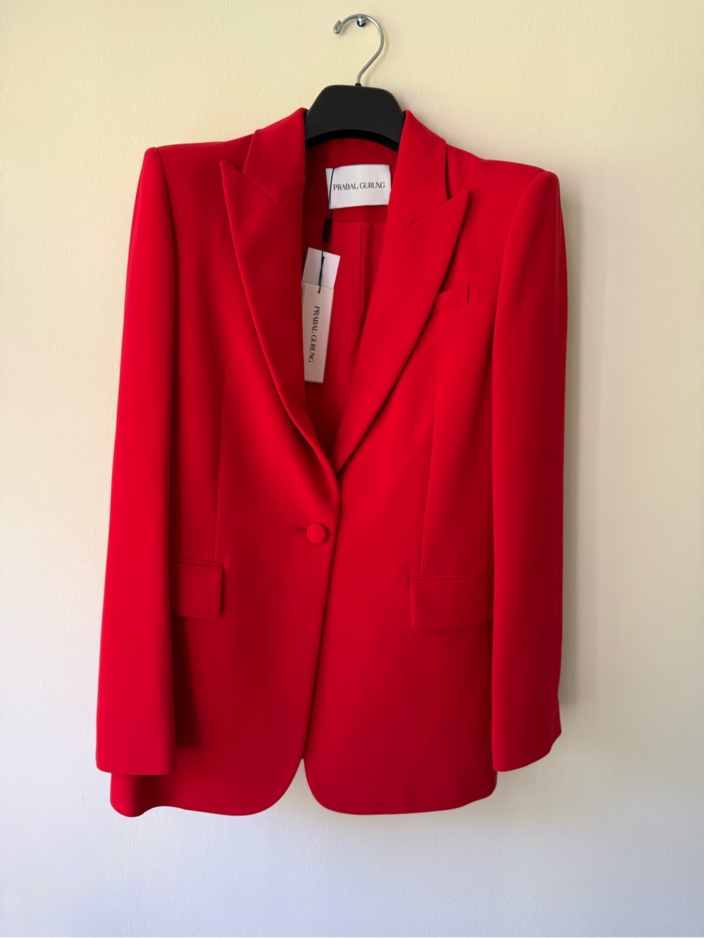 Prabal Gurung Vibrant Poppy Red Single-Button Blazer. Size 2. New with tag